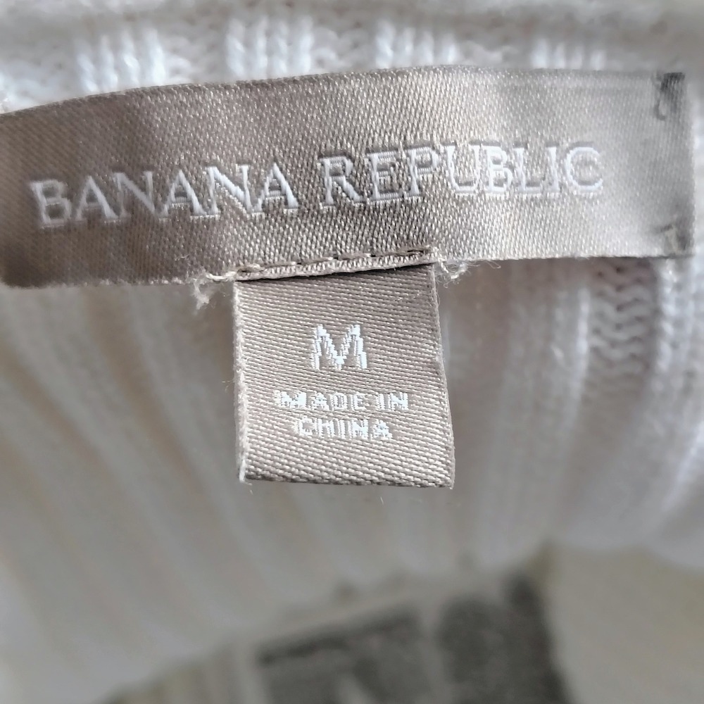 Banana Republic Womens M Open Front Cardigan White Cotton Coastal Minimalist - Picture 5 of 7